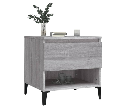 vidaXL Mesa auxiliar de madera contrachapada gris Sonoma 50x46x50 cm