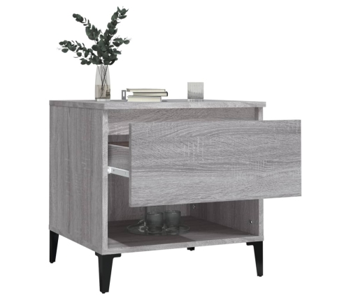 vidaXL Mesa auxiliar de madera contrachapada gris Sonoma 50x46x50 cm