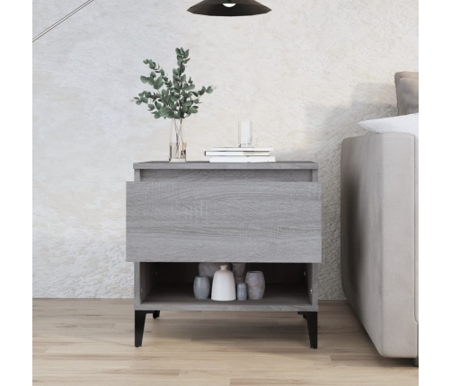 vidaXL Mesa auxiliar de madera contrachapada gris Sonoma 50x46x50 cm