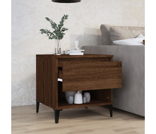 vidaXL Mesa auxiliar madera contrachapada roble marrón 50x46x50 cm