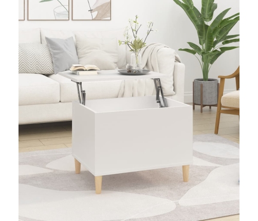 Mesa de centro madera contrachapada blanco 60x44,5x45 cm