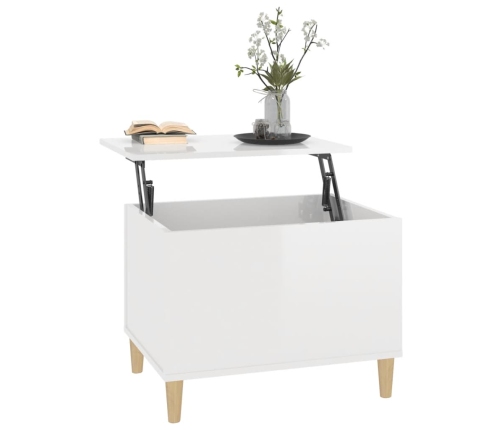 Mesa de centro madera contrachapada blanco brillo 60x44,5x45 cm