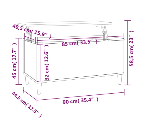 Mesa de centro madera contrachapada blanco 90x44,5x45 cm