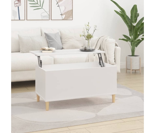 Mesa de centro madera contrachapada blanco 90x44,5x45 cm