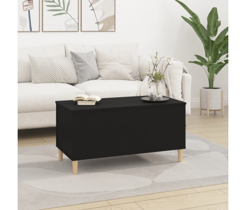 vidaXL Mesa de centro madera contrachapada negro 90x44,5x45 cm