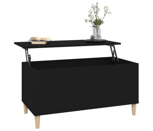 vidaXL Mesa de centro madera contrachapada negro 90x44,5x45 cm