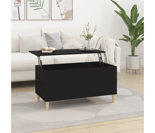 vidaXL Mesa de centro madera contrachapada negro 90x44,5x45 cm