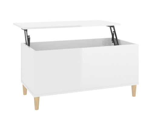 Mesa de centro madera contrachapada blanco brillo 90x44,5x45 cm