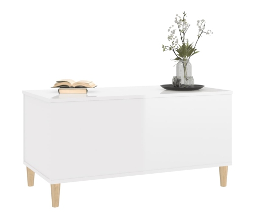 Mesa de centro madera contrachapada blanco brillo 90x44,5x45 cm