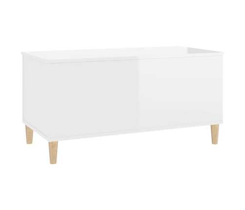 Mesa de centro madera contrachapada blanco brillo 90x44,5x45 cm