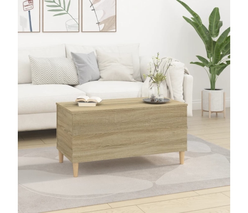 vidaXL Mesa de centro madera contrachapada roble Sonoma 90x44,5x45 cm