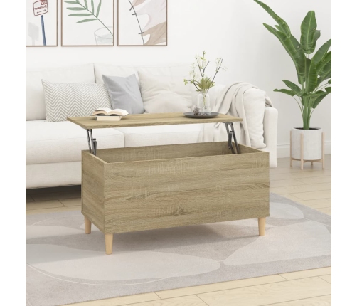 vidaXL Mesa de centro madera contrachapada roble Sonoma 90x44,5x45 cm