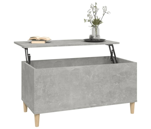 Mesa de centro madera contrachapada gris hormigón 90x44,5x45 cm