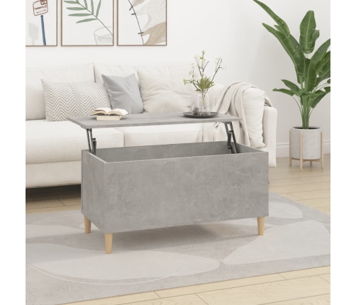 Mesa de centro madera contrachapada gris hormigón 90x44,5x45 cm