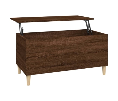 Mesa de centro madera contrachapada roble marrón 90x44,5x45 cm