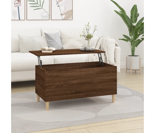 Mesa de centro madera contrachapada roble marrón 90x44,5x45 cm