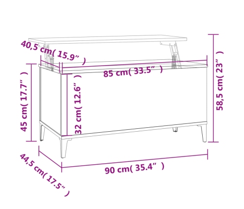 Mesa de centro madera contrachapada blanco 90x44,5x45 cm