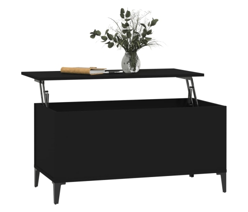 Mesa de centro madera contrachapada negro 90x44,5x45 cm