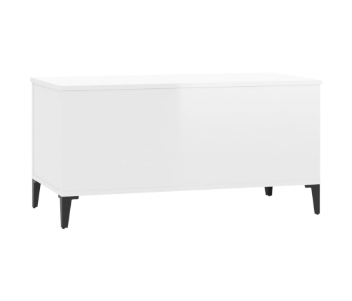 Mesa de centro madera contrachapada blanco brillo 90x44,5x45 cm