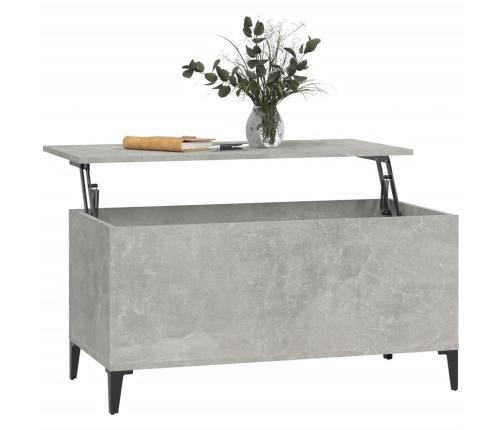 Mesa de centro madera contrachapada gris hormigón 90x44,5x45 cm