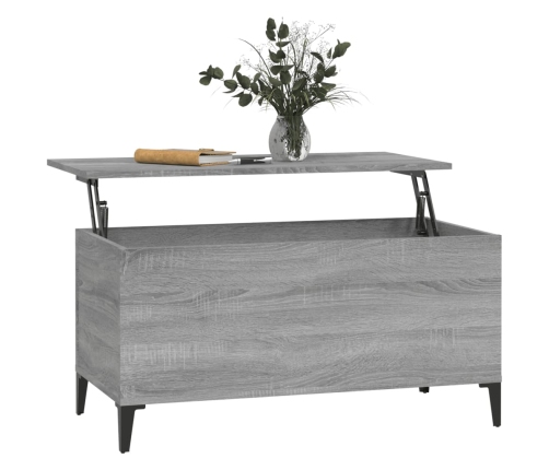 vidaXL Mesa de centro madera contrachapada gris Sonoma 90x44,5x45 cm