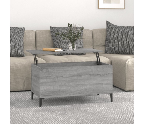 vidaXL Mesa de centro madera contrachapada gris Sonoma 90x44,5x45 cm