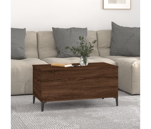 vidaXL Mesa de centro madera contrachapada roble marrón 90x44,5x45 cm