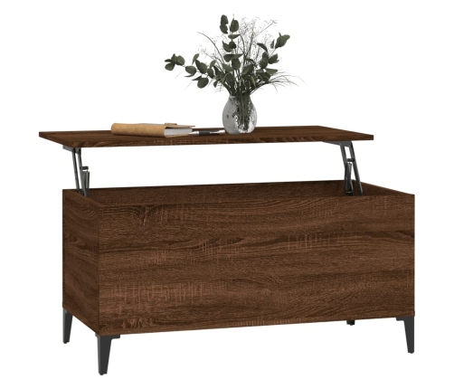 vidaXL Mesa de centro madera contrachapada roble marrón 90x44,5x45 cm