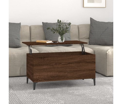 vidaXL Mesa de centro madera contrachapada roble marrón 90x44,5x45 cm