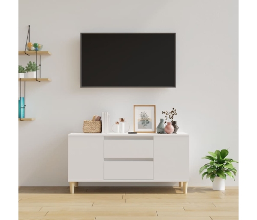 Mueble para TV madera contrachapada blanco 102x44,5x50 cm