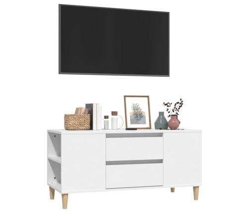 Mueble para TV madera contrachapada blanco 102x44,5x50 cm