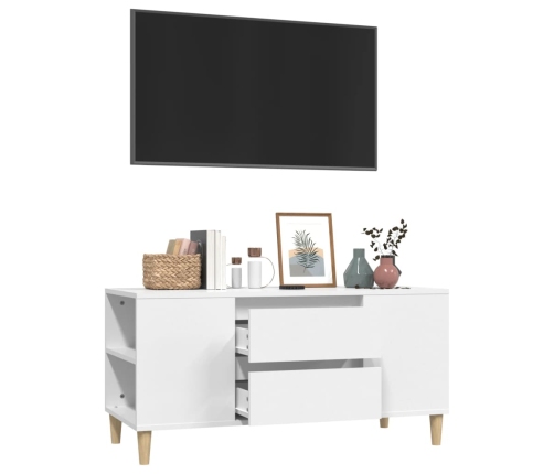 Mueble para TV madera contrachapada blanco 102x44,5x50 cm