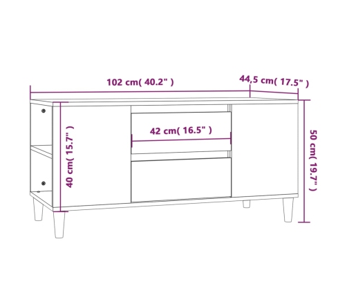 Mueble para TV madera contrachapada blanco 102x44,5x50 cm