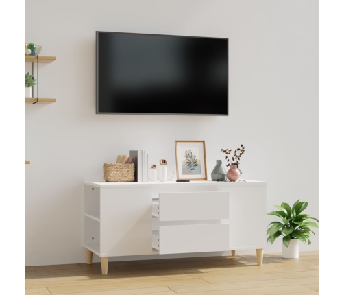 Mueble para TV madera contrachapada blanco 102x44,5x50 cm