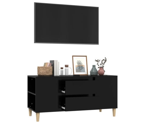 Mueble para TV madera contrachapada negro 102x44,5x50 cm