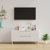 Mueble de TV madera contrachapada blanco brillo 102x44,5x50 cm