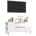 Mueble de TV madera contrachapada blanco brillo 102x44,5x50 cm