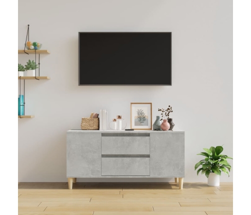 Mueble de TV madera contrachapada gris hormigón 102x44,5x50 cm