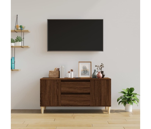 Mueble para TV madera contrachapada marrón roble 102x44,5x50 cm