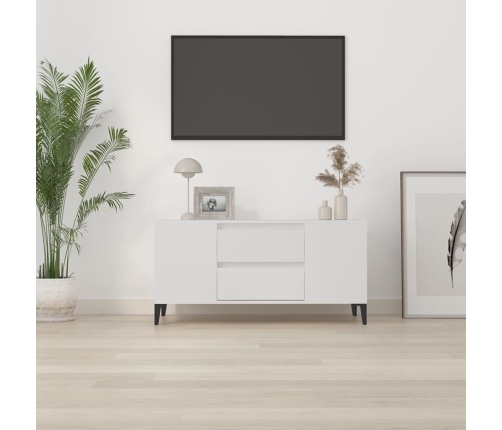 vidaXL Mueble para TV madera contrachapada blanco 102x44,5x50 cm