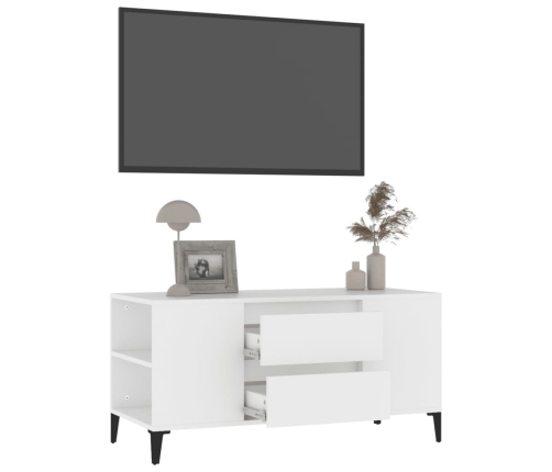 vidaXL Mueble para TV madera contrachapada blanco 102x44,5x50 cm