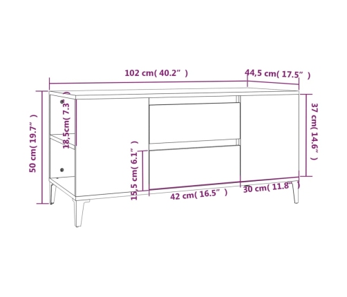 vidaXL Mueble para TV madera contrachapada blanco 102x44,5x50 cm