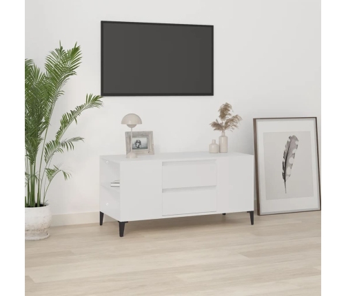 vidaXL Mueble para TV madera contrachapada blanco 102x44,5x50 cm