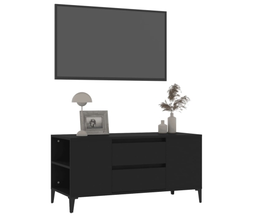 Mueble para TV madera contrachapada negro 102x44,5x50 cm