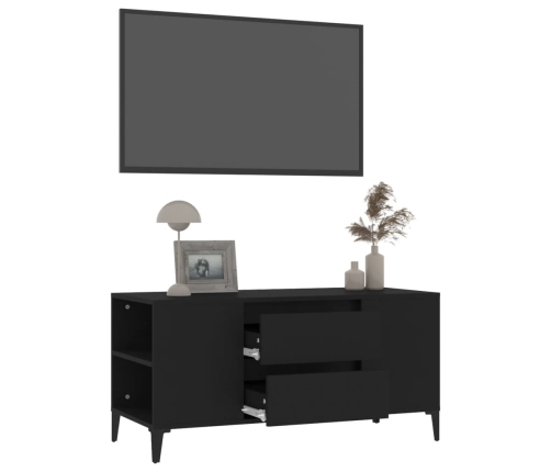 vidaXL Mueble para TV madera contrachapada negro 102x44,5x50 cm