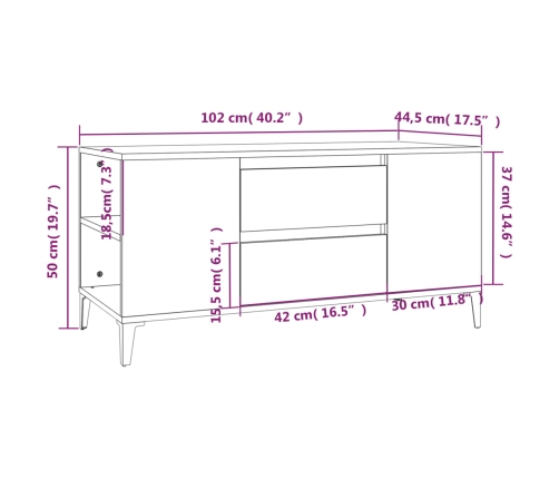 vidaXL Mueble para TV madera contrachapada negro 102x44,5x50 cm