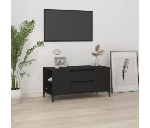 vidaXL Mueble para TV madera contrachapada negro 102x44,5x50 cm