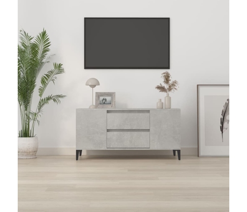 Mueble de TV madera contrachapada gris hormigón 102x44,5x50 cm