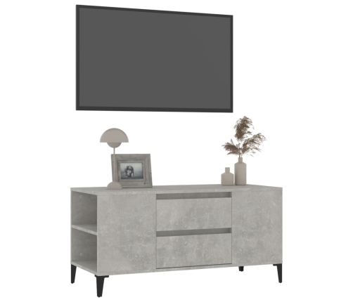 Mueble de TV madera contrachapada gris hormigón 102x44,5x50 cm