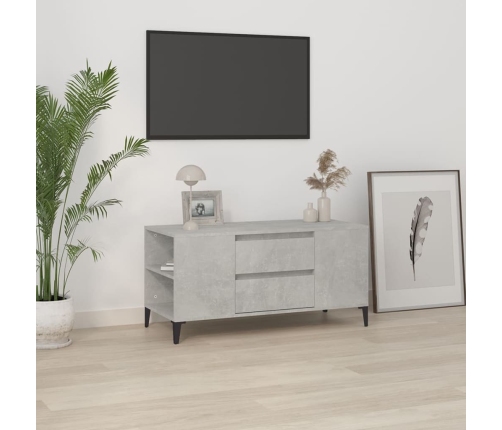 Mueble de TV madera contrachapada gris hormigón 102x44,5x50 cm